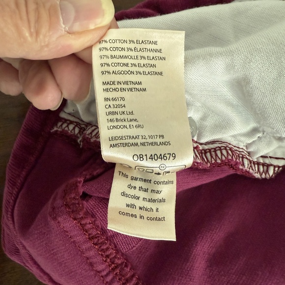 PILCRO JEANS MICRO CORDUROY CROPPED 5 POCKET STYLE COTTON BLD BURGUNDY 30 - Picture 10 of 11